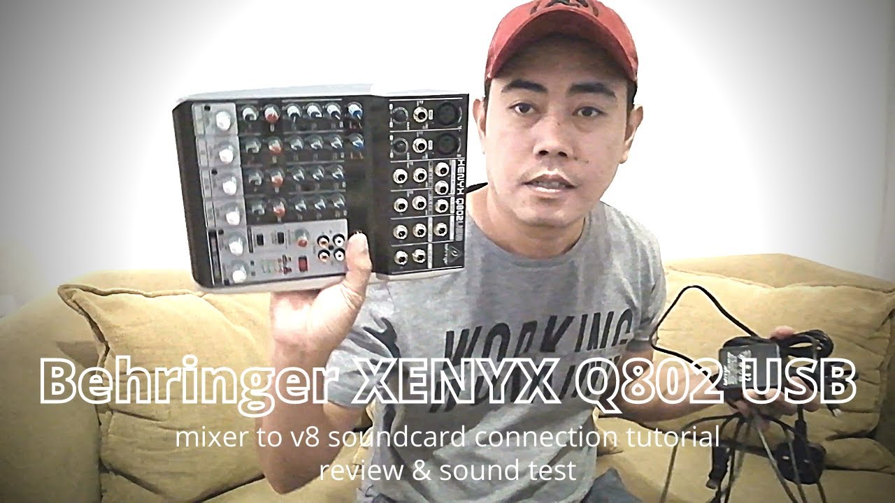 Behringer XENYX Q802 USB mixer review/sound test. mixer to v8 tutorial. (tagalog)