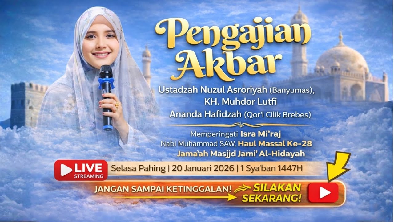 LIVE Ustadzah Nuzul Asroriyah Peringatan Isra Mi'raj Haul ke-28 Masjid Jami Al-Hidayah Beran Cilibur