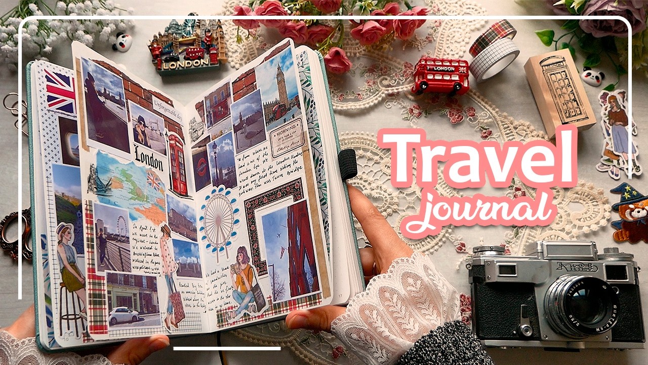 🌍Travel Journal with Me✈️Uk Journey🇬🇧 | Travel Scrapbooking ASMR
