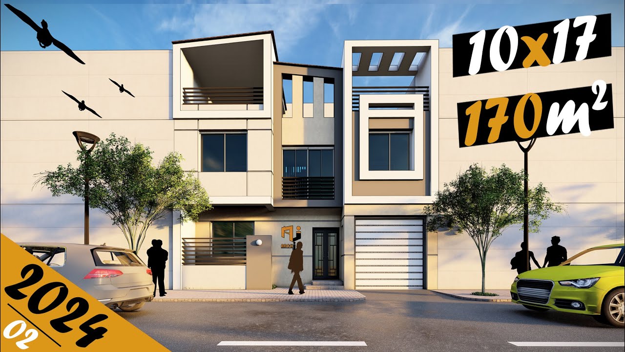 تصميم ذكي لمنزل بمساحة 170 متر مربع ✔️ بواجهة واحدة 10 متر × عمق 17 متر