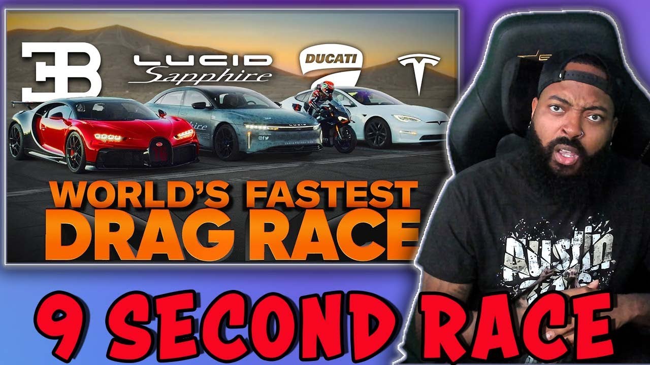 LUCID AIR SAPPHIRE V BUGATTI CHIRON V TESLA PLAID DRAG RACE (REACTION)