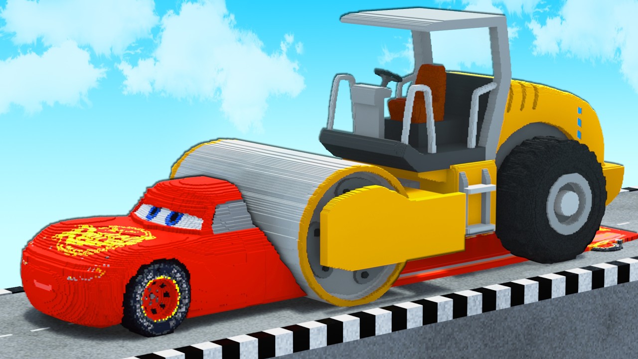 LONG CARS vs ROAD ROLLER in Teardown