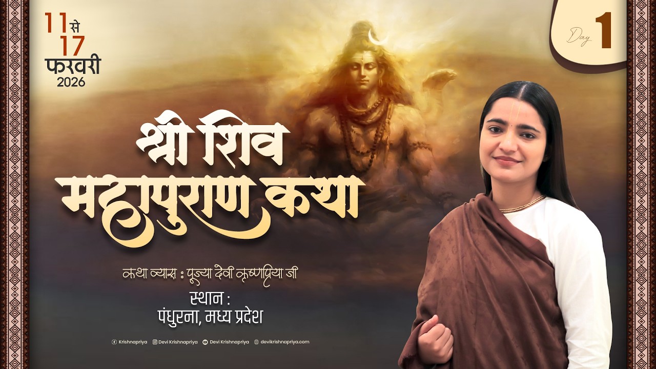 लाइव | दिन 01 | श्री शिवमहापुराण कथा | देवी कृष्णप्रिया जी | पंधुरना,(मध्य प्रदेश)