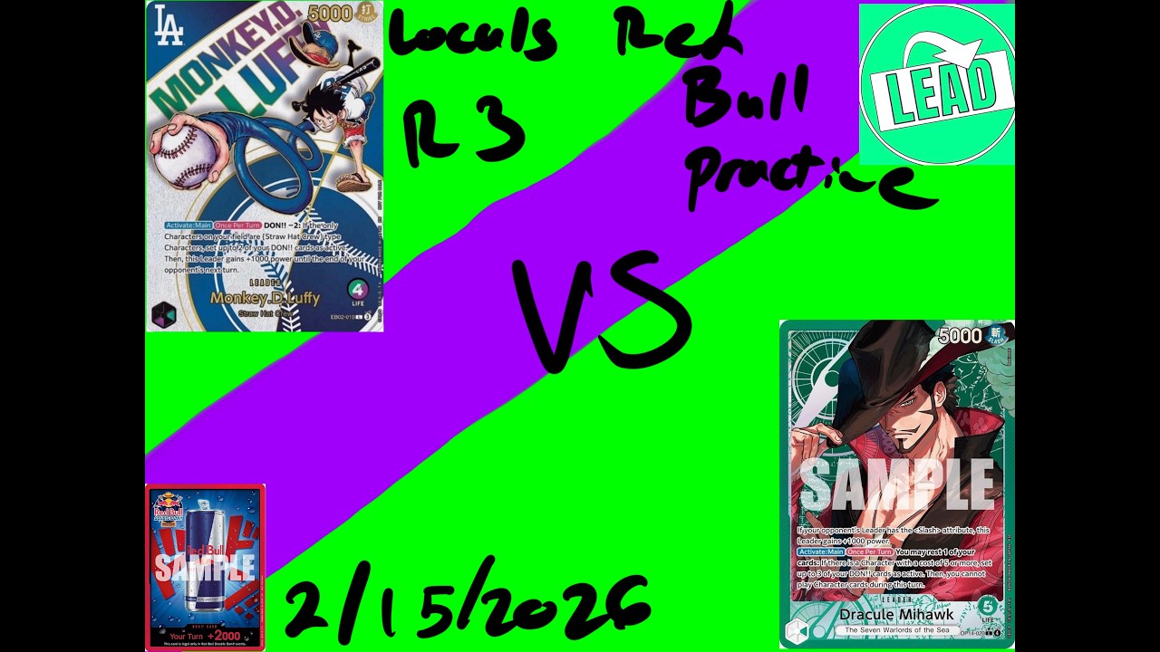 OPTCG Redbull don practice: R 3 G/P Luffy VS G Mihawk