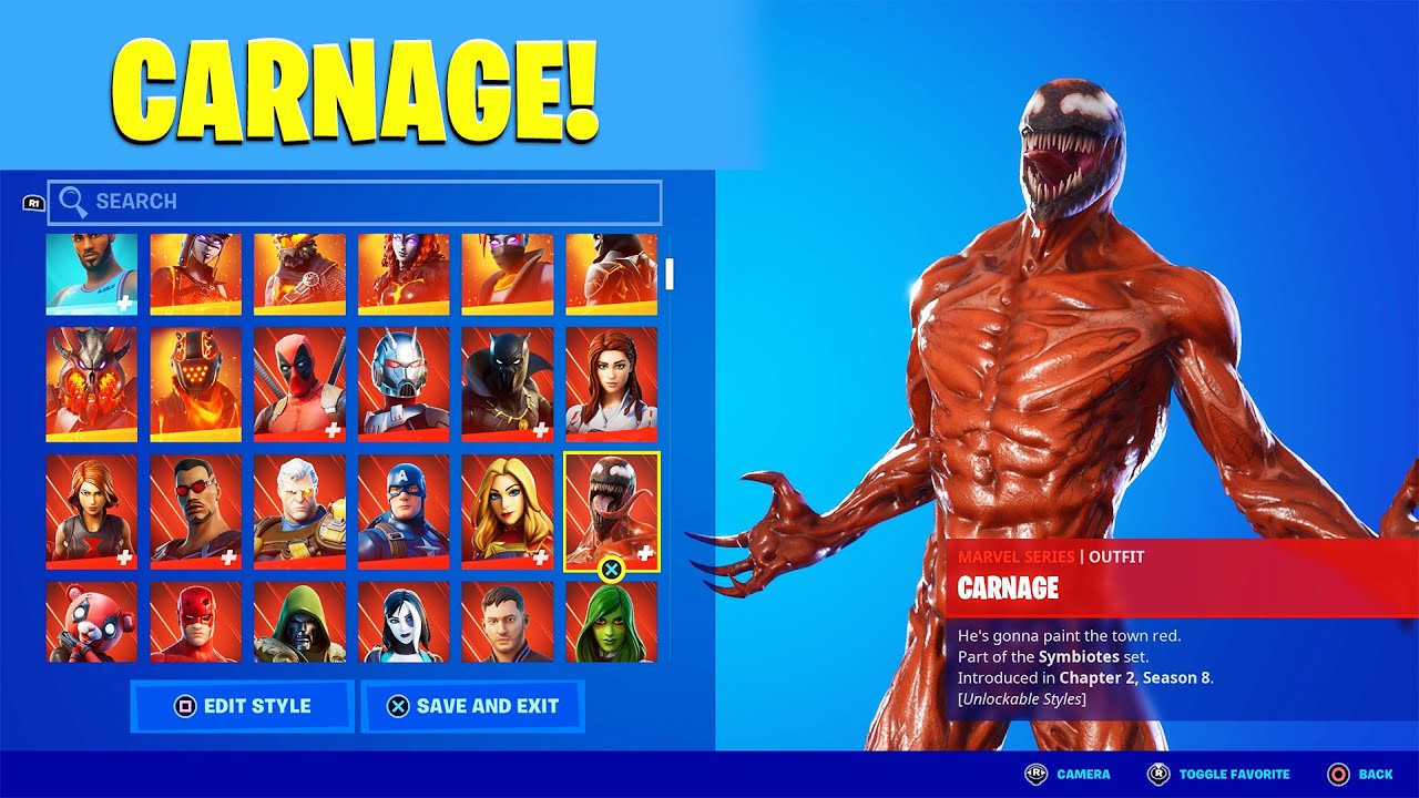 Carnage Fortnite (Skin) Showcase With Best Dances & Emotes!