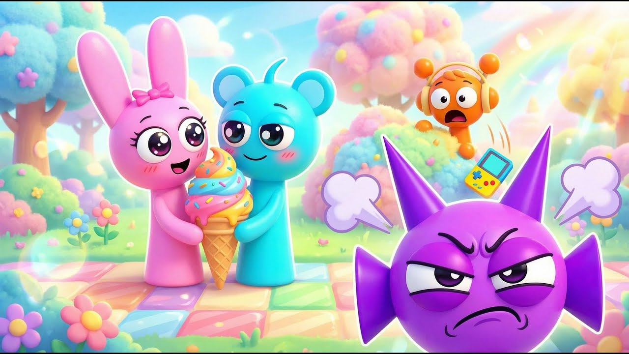 Candyland Showdown: Cute Critters and Ice Cream vs. The Angry Monster 🍦💨 | Funny Sprunki Animation