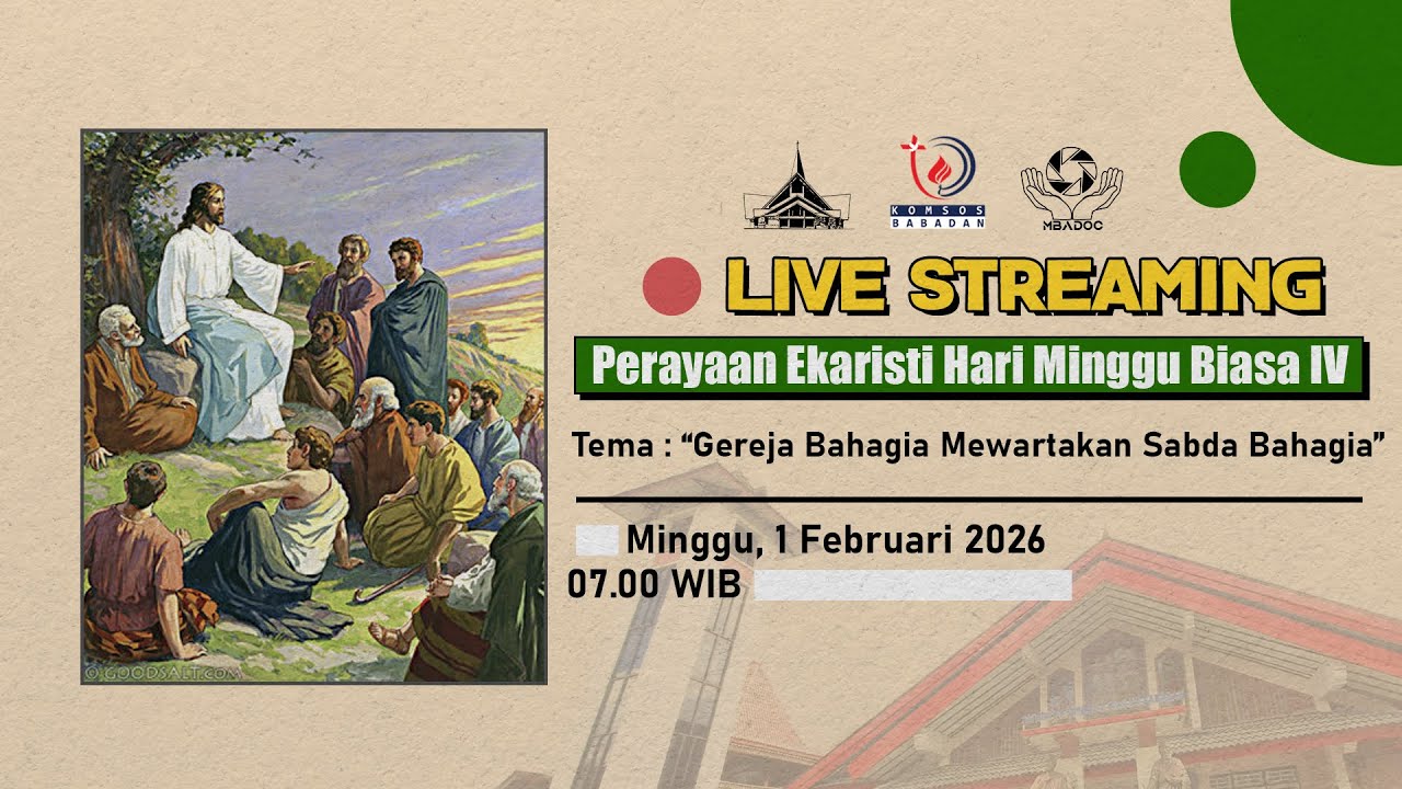 MISA ONLINE MINGGU BIASA IV | Minggu, 1 Februari 2026 - 07.00 WIB