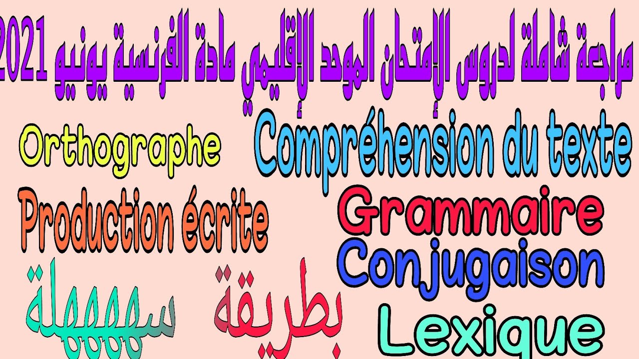 مراجعة شاملة لدروس الإمتحان الموحد الإقليمي مادة الفرنسية المستوى السادس