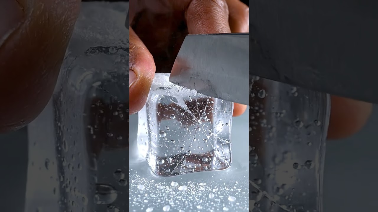Slicing a Frozen Ice Cube in Macro 🧊✨ | Insanely Satisfying ASMR Cut #shorts