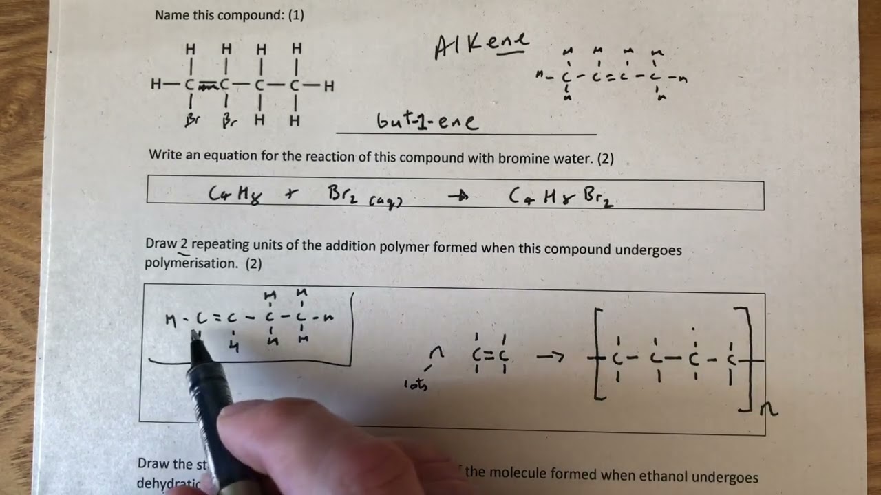 Revision chemistry- equation for addition polymerisation of but-1-ene.