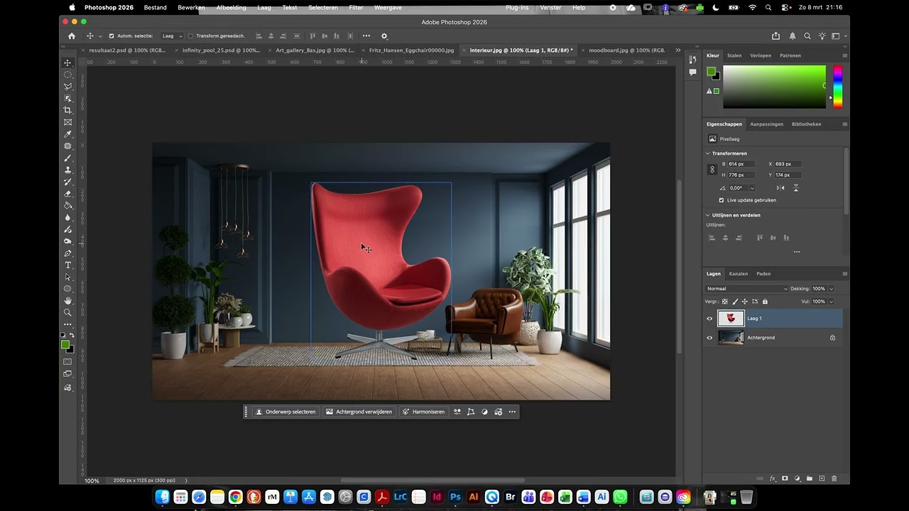 Harmoniseren (AI Photoshop) - toegepast op interieur