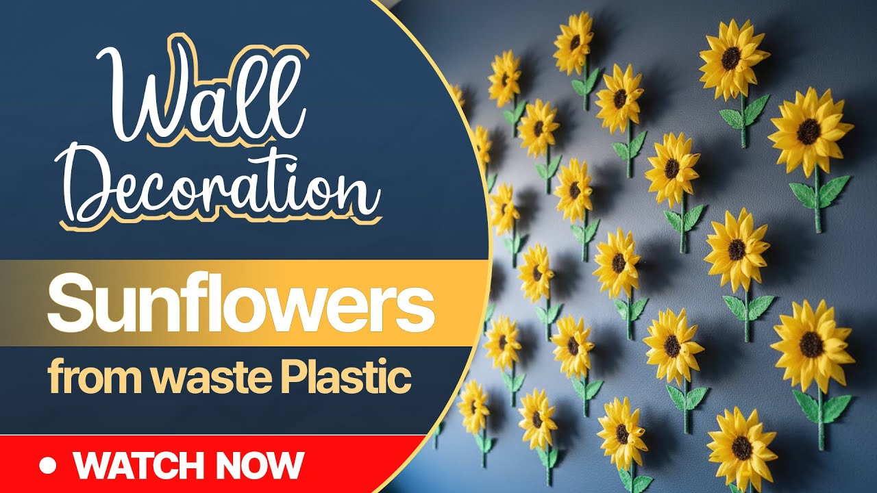Sunflower wall decoration made of plastic waste #artsandcrafts #flowers #trending