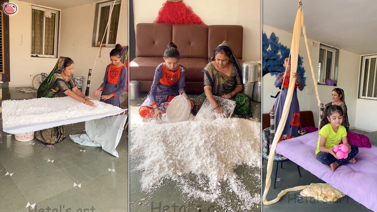 Mother Daughter Making Swing - Reuse Old Rope Bed Converting Swing #diy #swing #mother #daughter