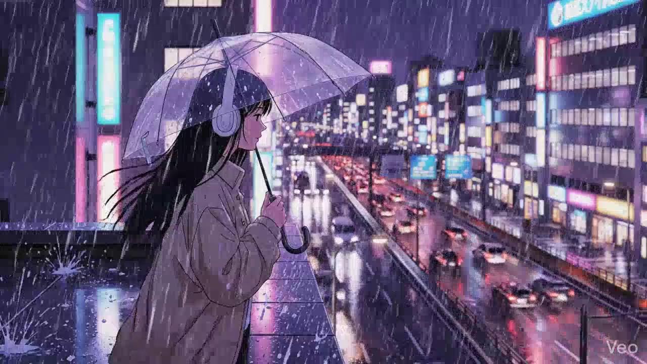 Night Rain Ambience 🌧️ Japanese Neon City Lofi