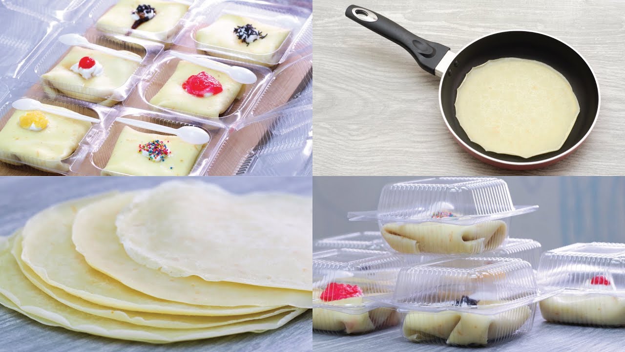 VANILLA CREPE DESSERT BOX IN FRY PAN l VALENTINE'S DAY SPECIAL RECIPE IN 10 MIN. l EGGLESS