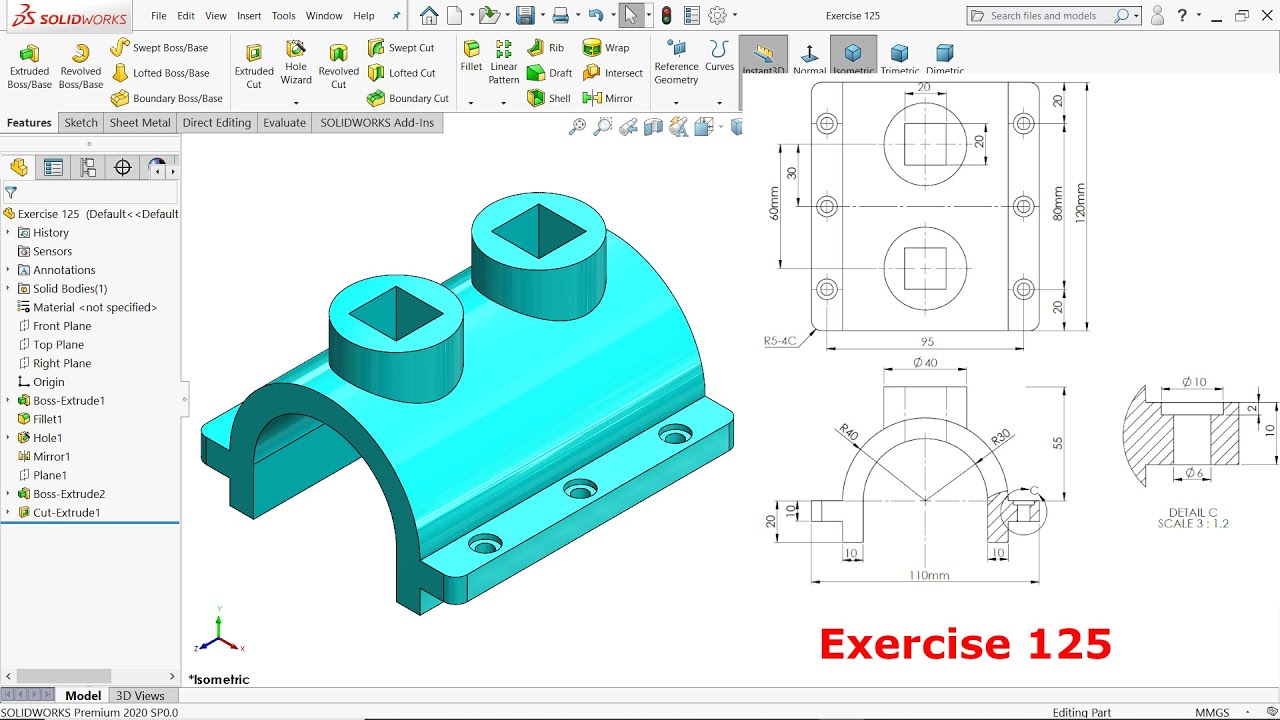 SolidWorks Tutorial for Beginners exercise 125