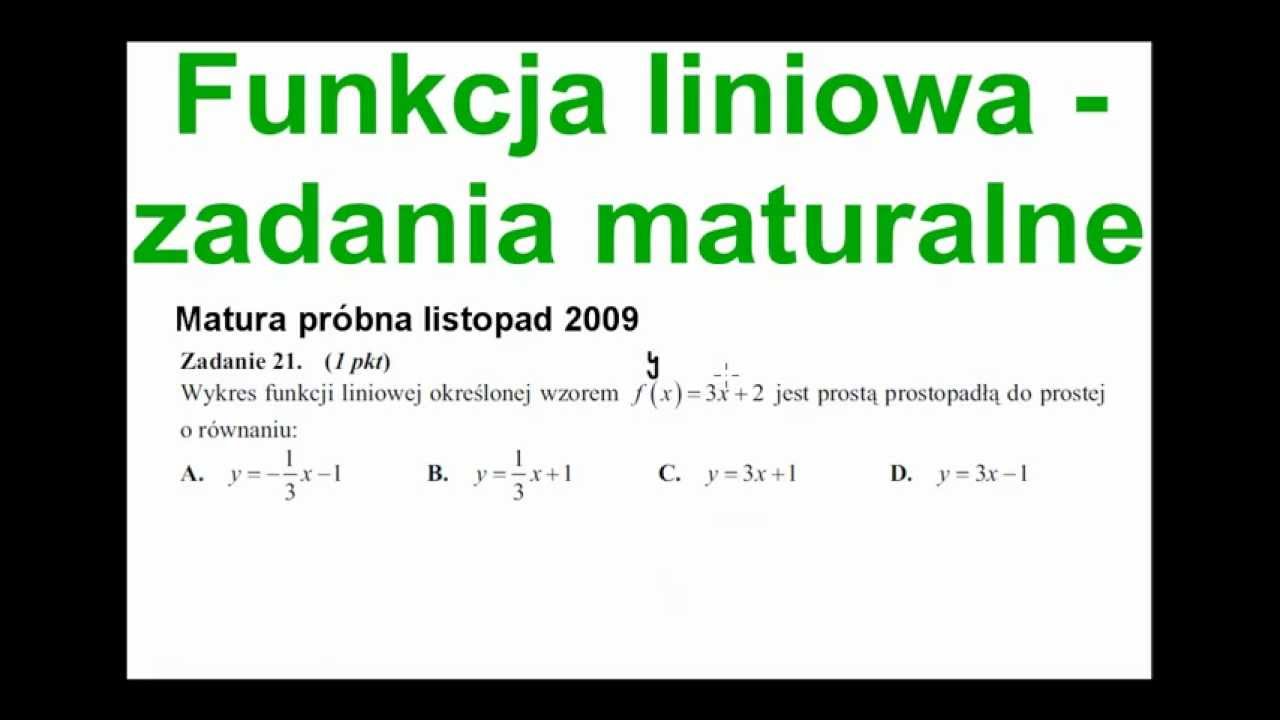 Funkcja liniowa - zadania maturalne - 48 minut zadań maturalnych