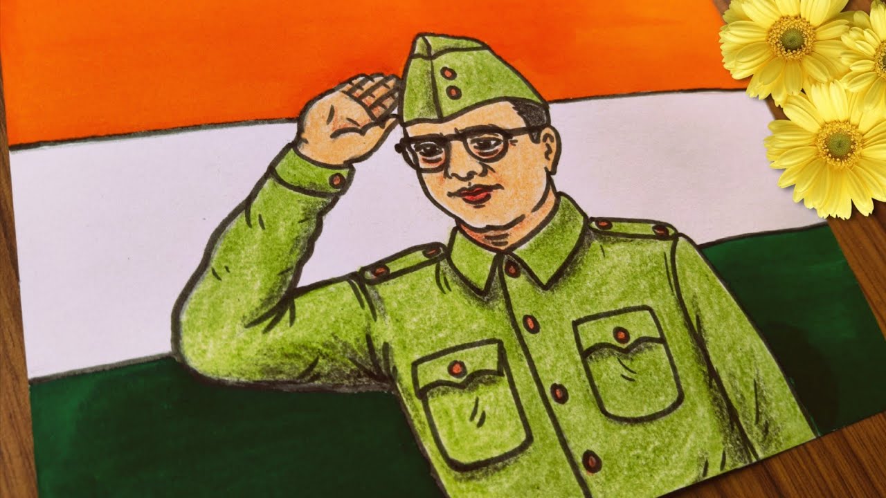 How To Draw Subhas Chandra Bose | Subhas Chandra Bose Drawing Easy