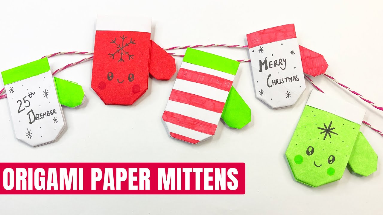 How to Make Origami Christmas Mittens | Easy Paper Craft Tutorial