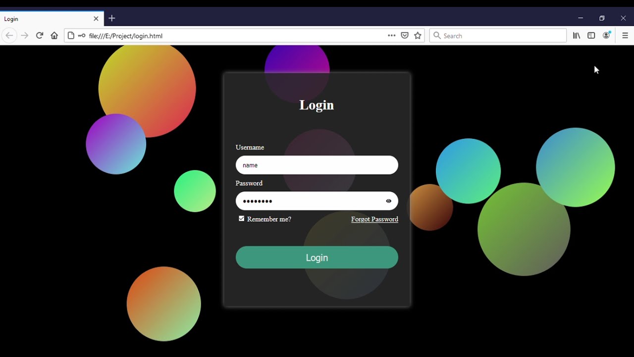 Login form with animation background    #html #css #animation #loginform #login #webdesign