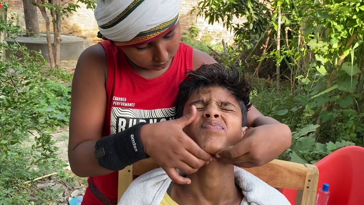ASMR Outdoor Head Massage  by  young kid Barber CHUNNY Lal | ASMRYOGI2  (Ep-56)