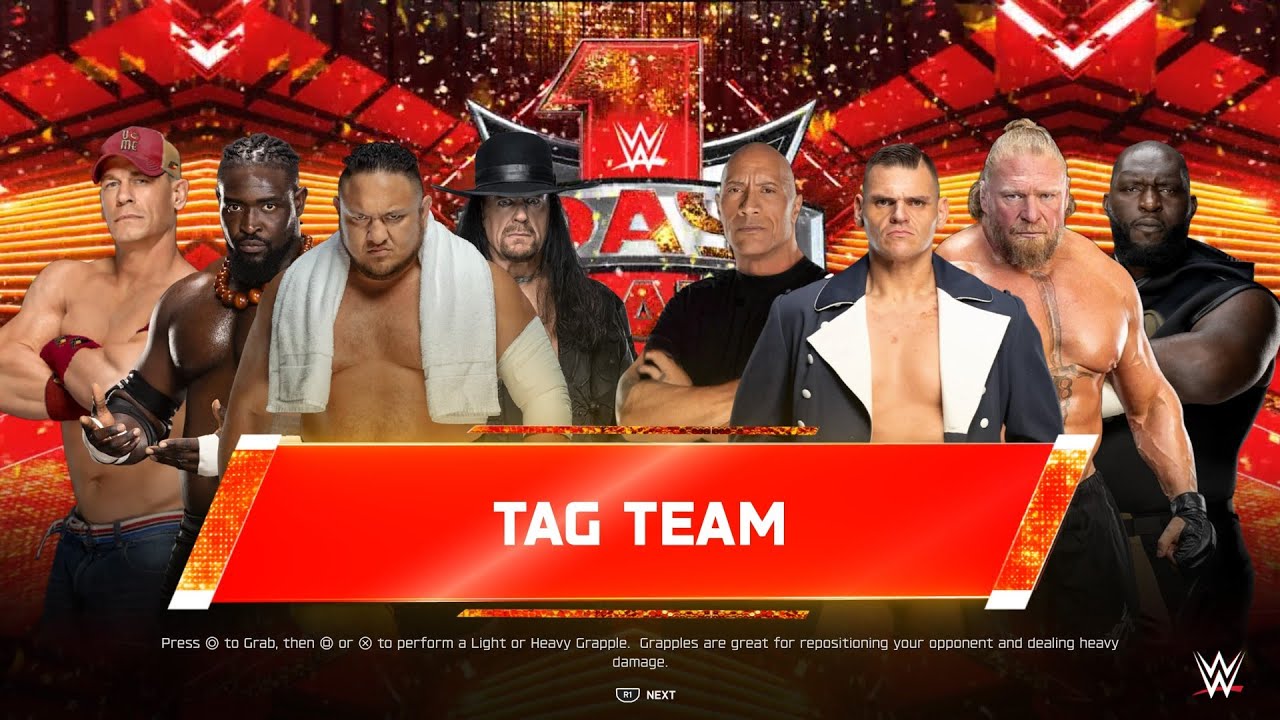 John Cena Oba Femi Samoa Joe & Undertaker Vs The Rock Gunther Brock Lesnar & Omos - WWE 2K25