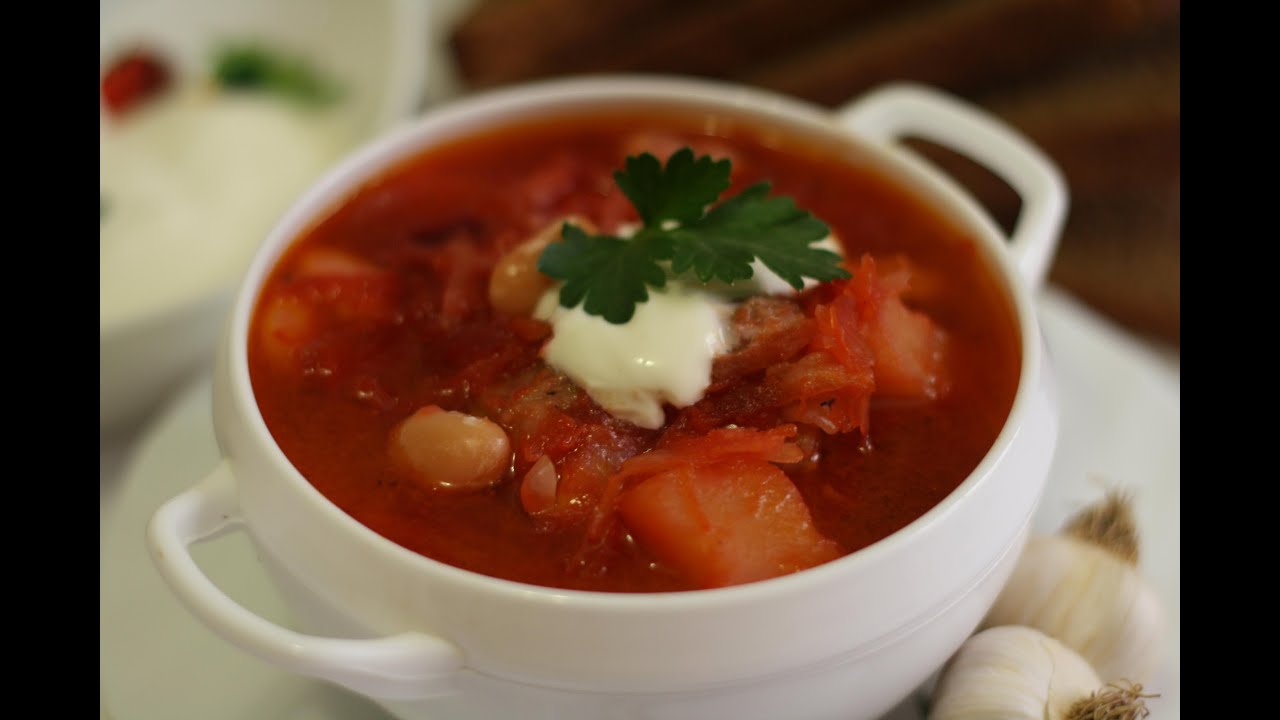 Очень вкусный украинский борщ с фасолью