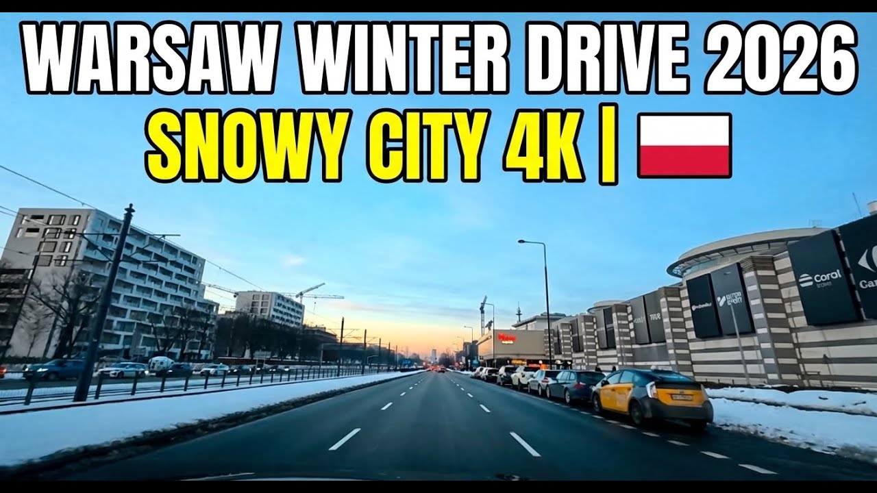 Winter Driving in Warsaw 2026 🇵🇱 | Snowy City Drive 4K [Ursynów - Wilanów - Mokotów]