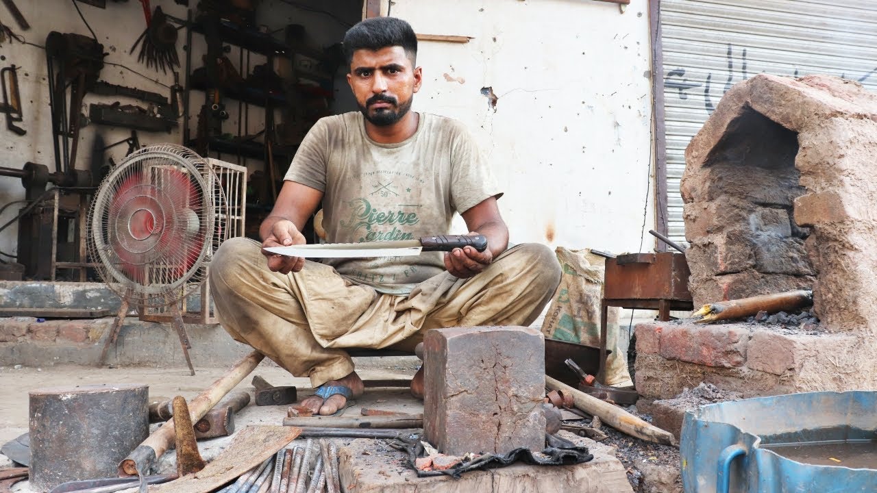 How Talented Blacksmith Turning a Old Bearing into Big Knife // Butcher Knife Making process