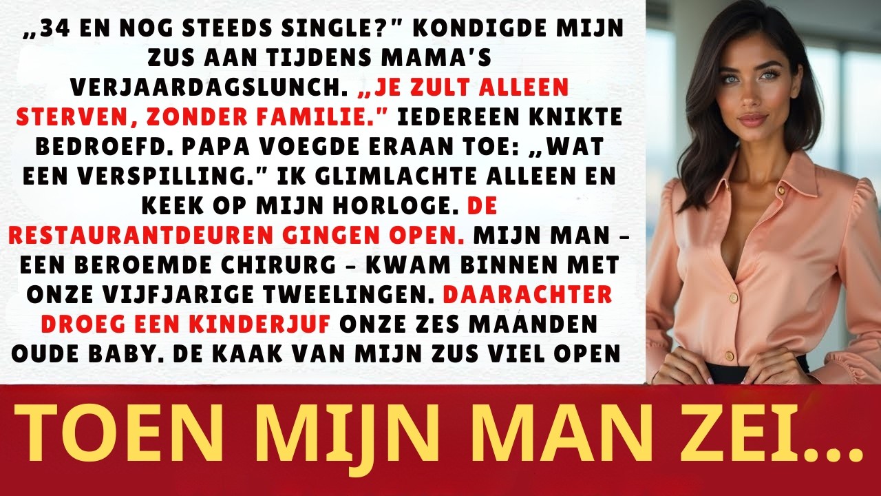 Bij mama’s verjaardagslunch zei mijn zus dat ik “alleen zou sterven” — toen liepen mijn man en onze