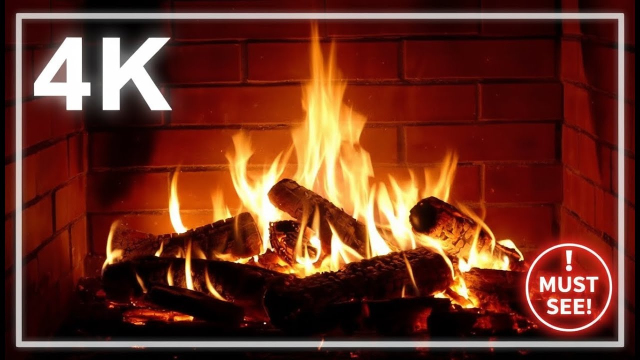 Fireplace ASMR for Stress Relief | Fireplace NO ADS. Cozy Fireplace 4K Ultra HD | Calm Rural Night