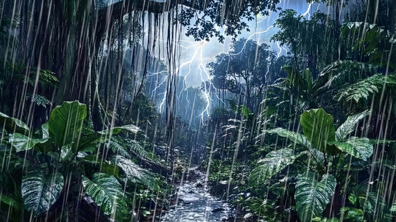Rain & Thunder Sounds for Instant Deep Sleep 🌧️ Relaxing Footsteps in the Forest