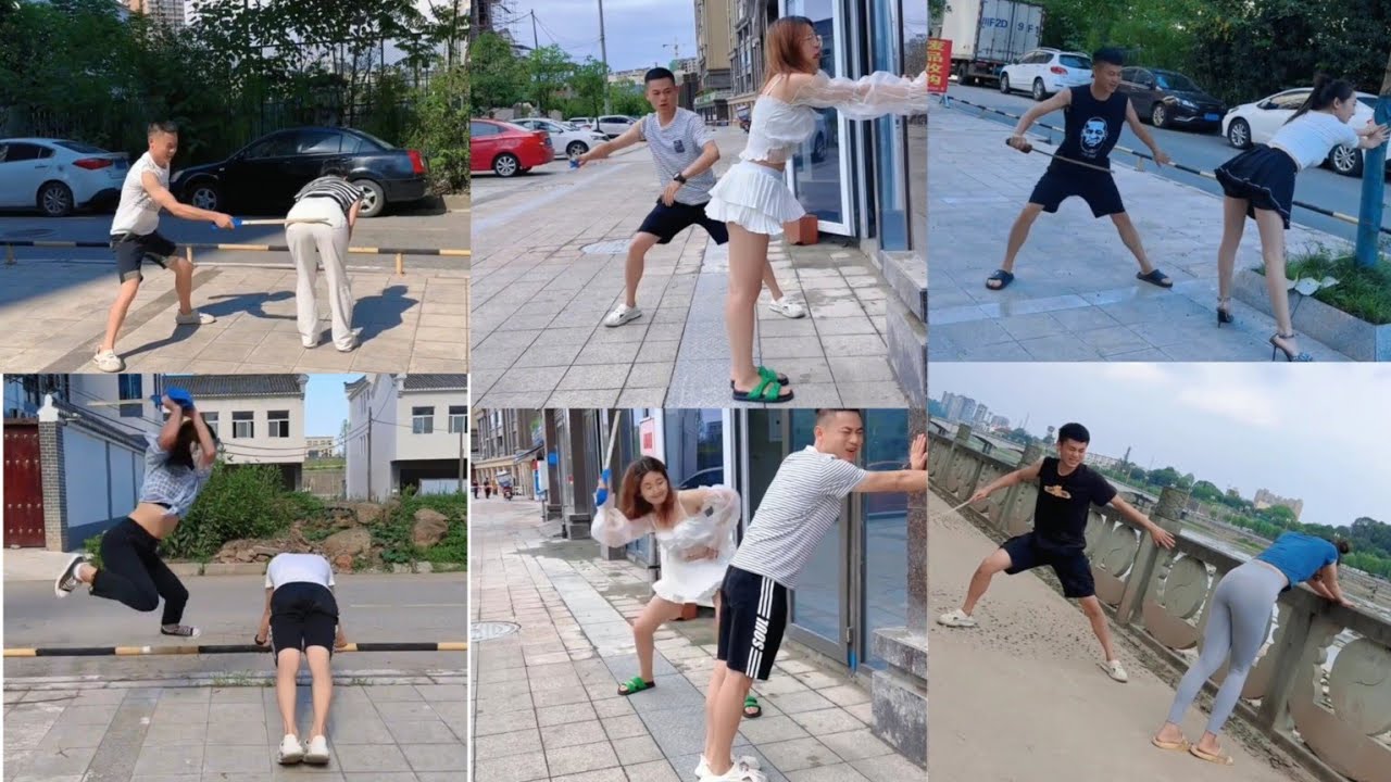 Cặp Đôi Lại Thử Thách Trò Chơi Dùng Gậy Tre Đánh Mạnh Vào Mông Games Funny Challenge #p47