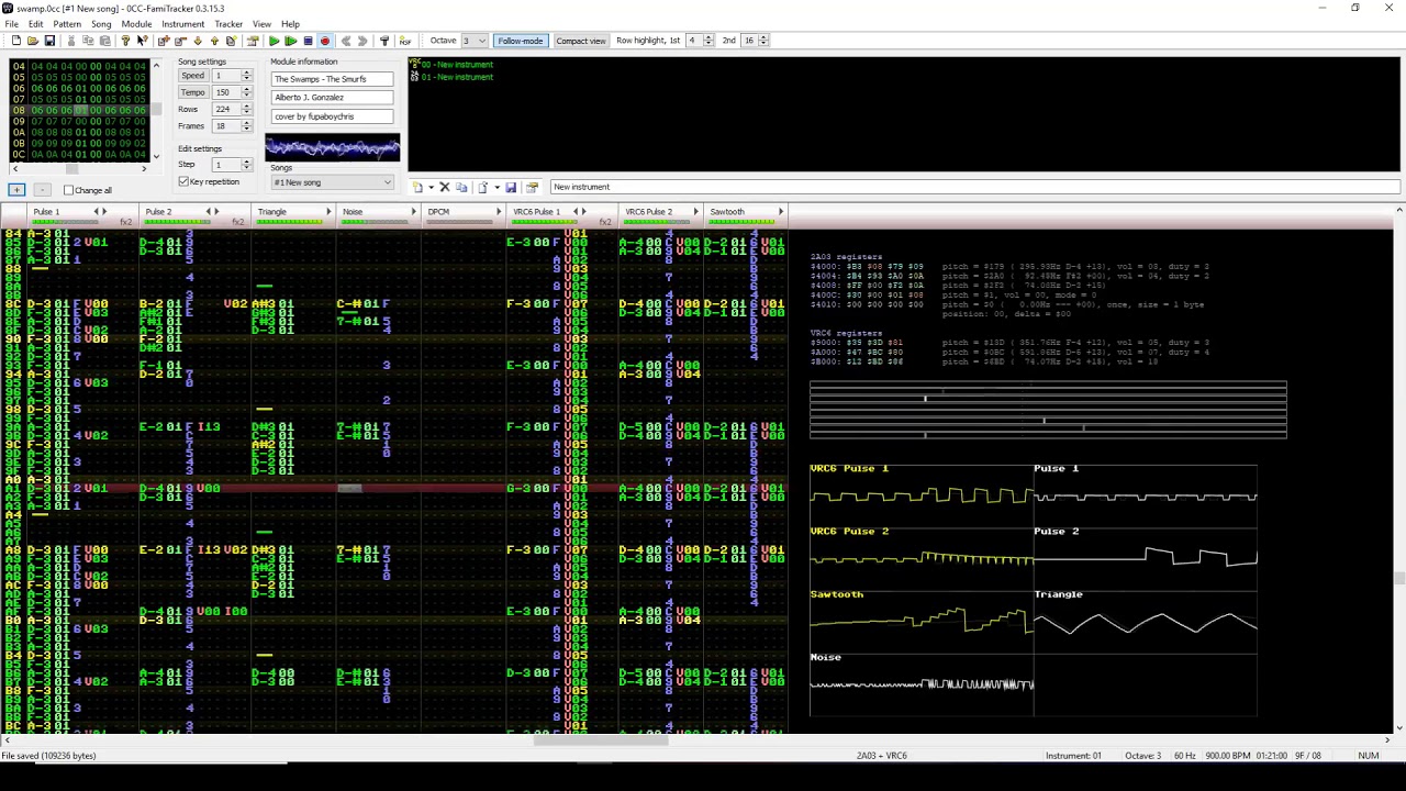 The Swamps (NTSC Version) - The Smurfs (NES) (0CC-Famitracker VRC6 Cover)
