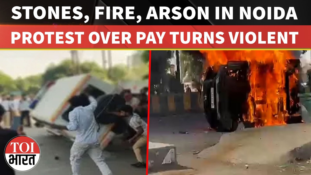 Stones, Fire And Fury In Noida Sector 2 As Labour Protest Over Wages Spirals Into Street Violence