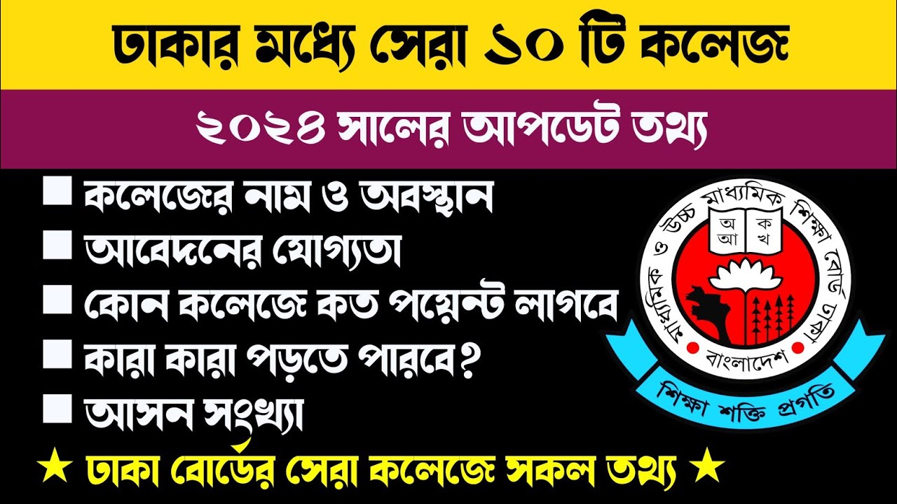 ঢাকার সেরা ১০ টি কলেজের নাম | Top 10 college in Dhaka 2024 | Dhaka top 10 college
