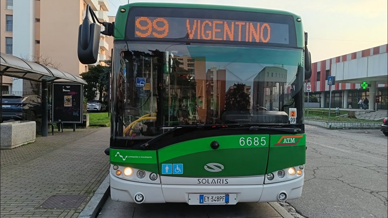 ATM Milano Bus 99 (Solaris Urbino 12 Euro VI 6685) (PERCORSO COMPLETO) - Da Vigentino a Noverasco