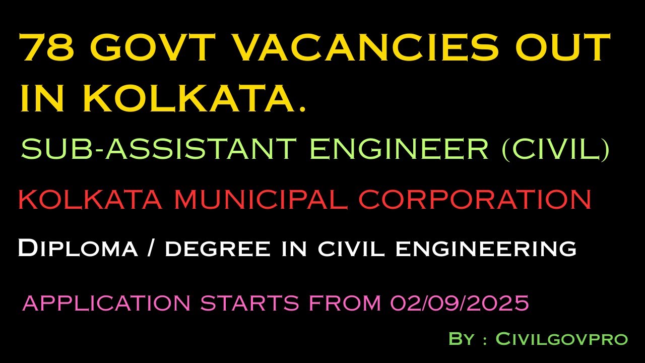 WBMSC Sub Assistant Engineer Recruitment 2025 | KMC Job | Eligibility, Salary, Apply Now