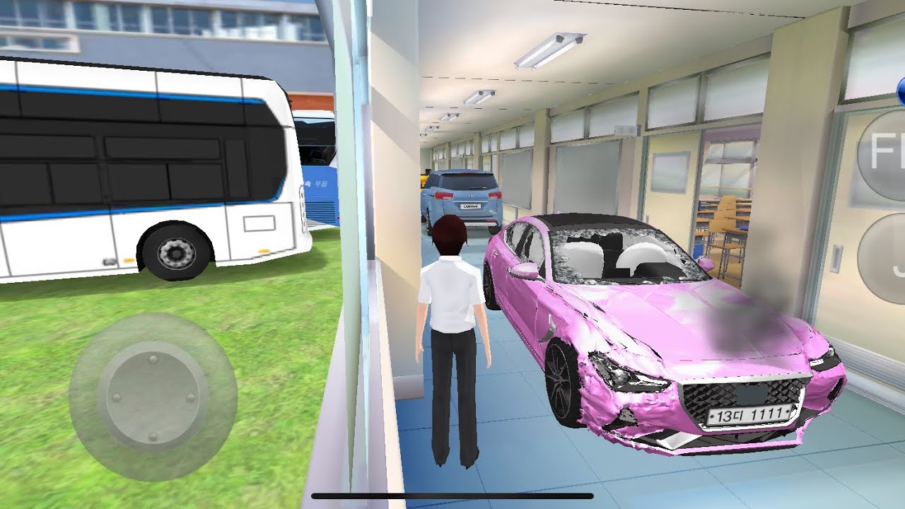 Crashed pink Mercedes G63 and carnival bus stuck😱in school building | 3D driving class #gaming