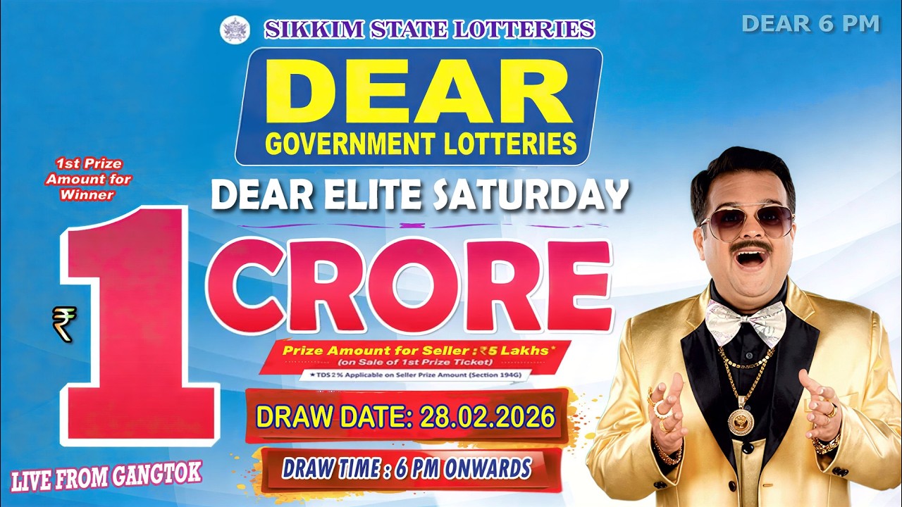 DEAR LOTTERY LIVE DRAW 6PM TODAY 28.02.2026 | SIKKIM STATE GOVERNMENT LOTTERY LIVE