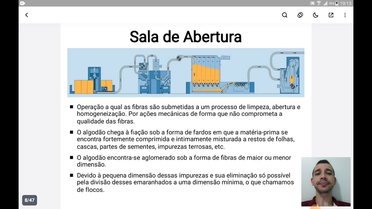 2° Aula Técnico Têxtil - História, Deposito, Sala de Abertura e Carda