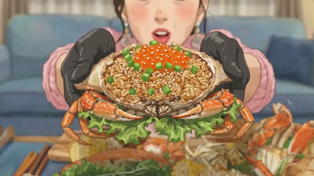 Blue Crab vs. Boiled Crab & Fried Crab 🦀🔥 | Anime Mukbang ASMR