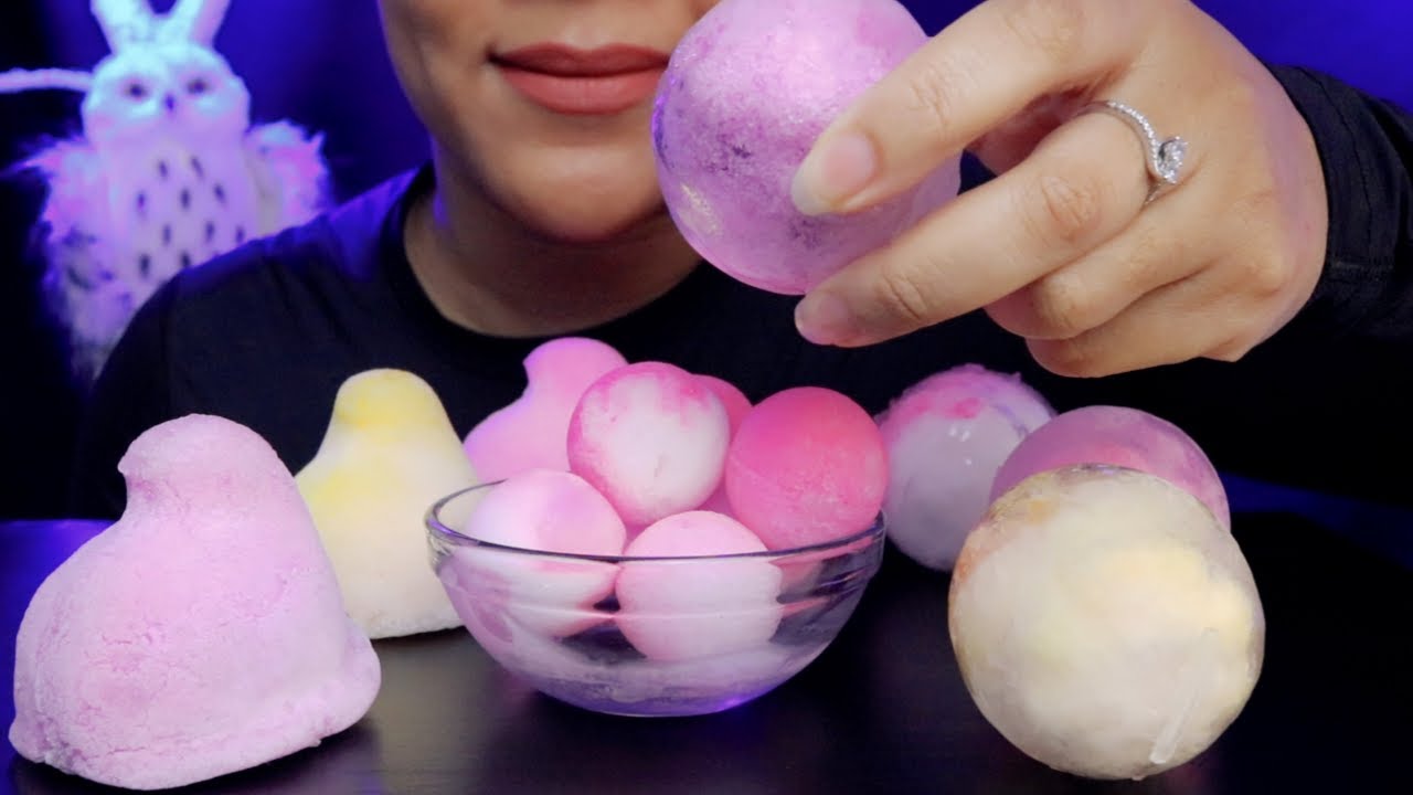 ASMR POWDERY ICE PEEPS/SNOWBALL/STUFFED HOLLOW ICE ORNAMENTS/EASTER COLORS
