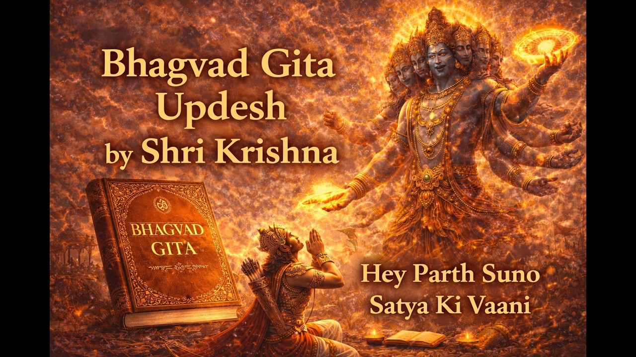 Bhagavad Gita Updesh by Shri Krishna | Hey Parth Suno Satya Ki Vaani | Krishna Motivational Bhajan