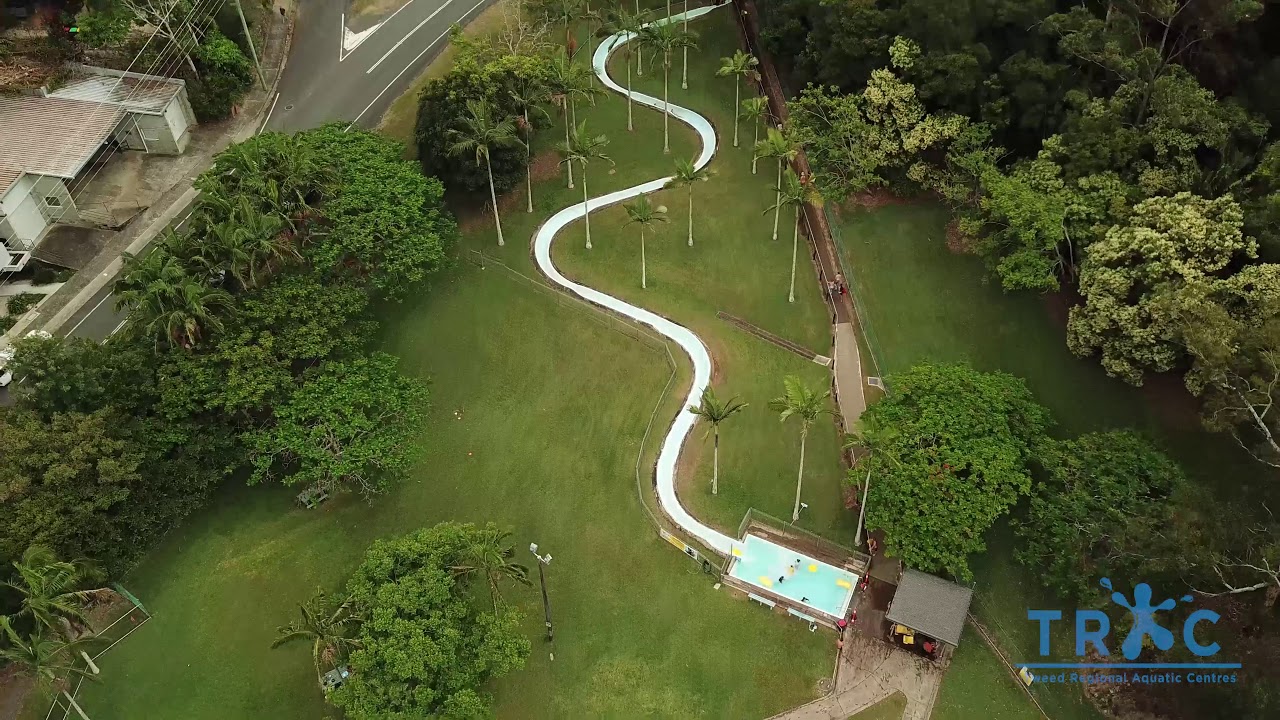 Take on the waterslide at TRAC Murwillumbah