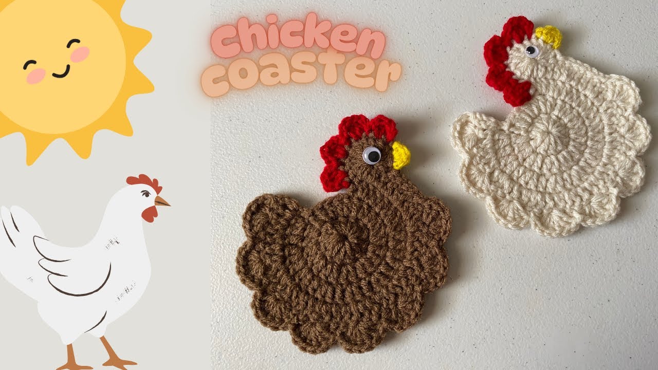 Crochet Chicken Coaster Tutorial