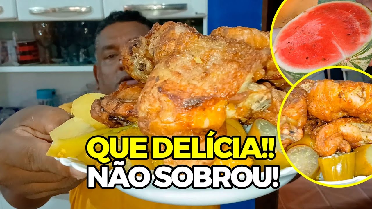NÃO SOBROU NADA! COMENDO SOBRECOXA DE FRANGO NA AIR FRYER COM JILÓ