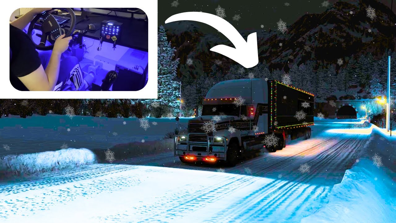 Hauling Cargo To The Snowy Winter Wonderland! 🎅🏼- ATS 2 - Gameplay With Full Size Steering Wheel