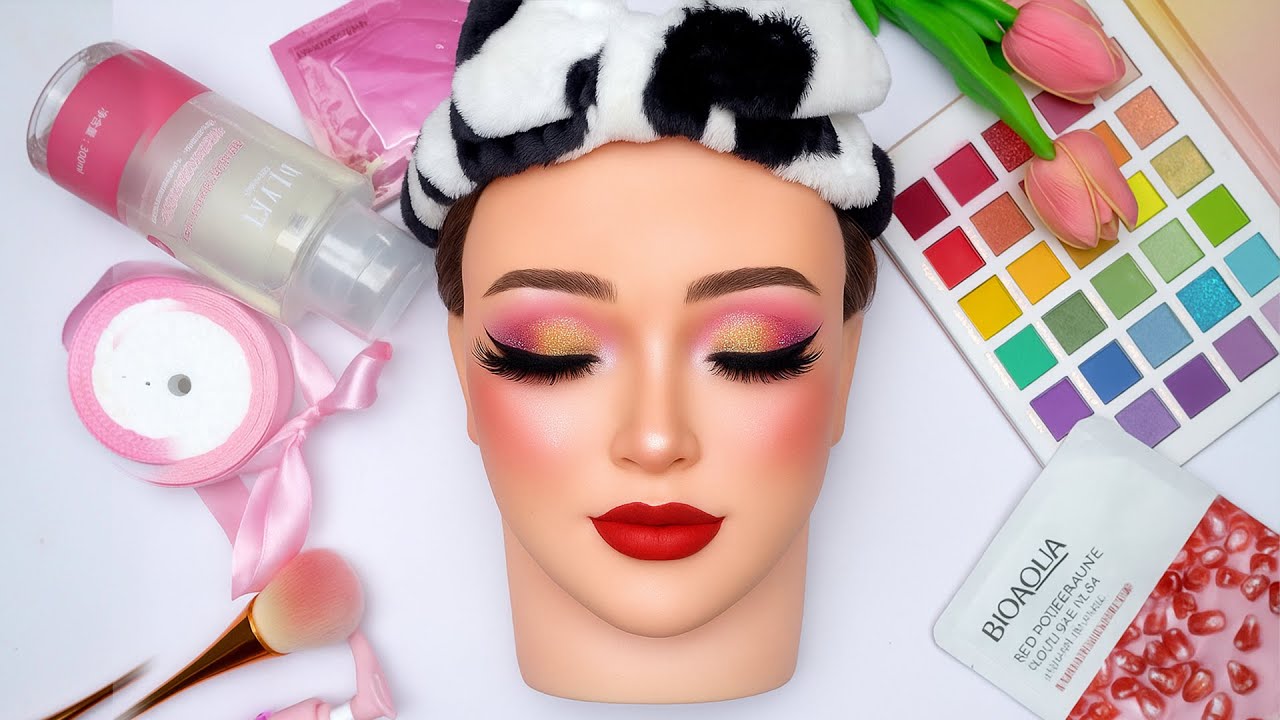 Makeup on Mannequin 🎭 (No Talking) | ASMR Harley Quinn Makeup 💋 🎀 Satisfying Vídeos 🫦