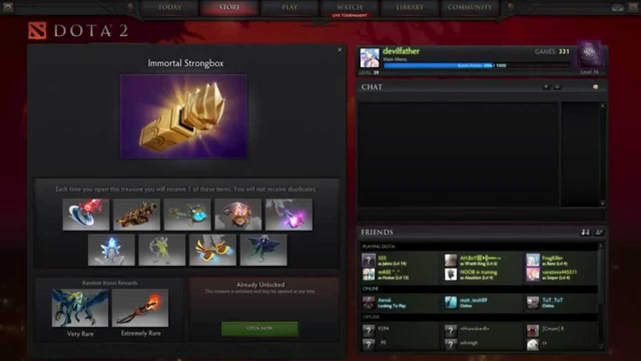 Dota 2 Prank when open immortal strongbox